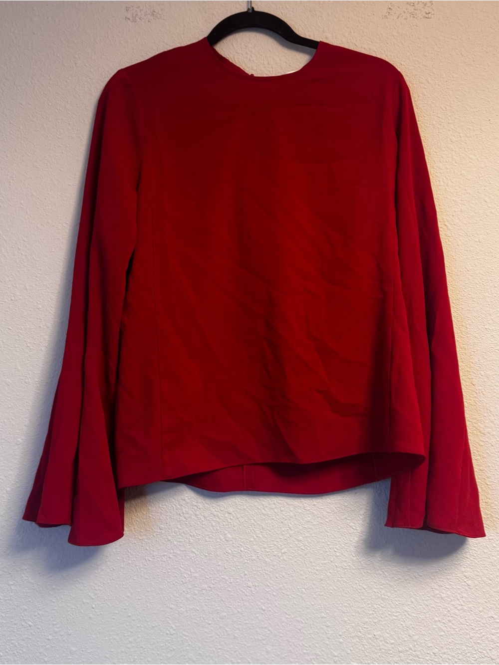 Frame Red Long-Sleeve Top w/bell Sleeves